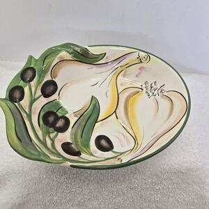 Clay Art San Francisco Olives & Garlic Ceramic Serving Dish 9" x 6" Bowl Tray